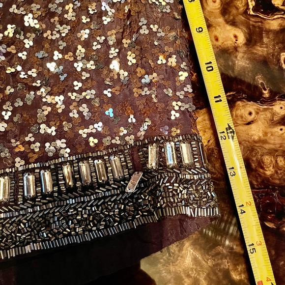 SEXY! Small 2 piece Brown sequins and sheet outfit - Picture 6 of 7